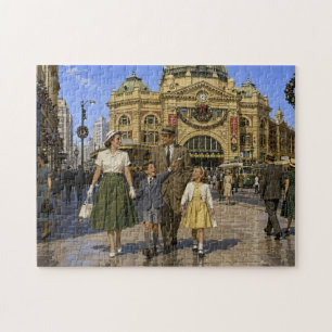 1950s Aussie Christmas Flinders Street Station Jigsaw Puzzle