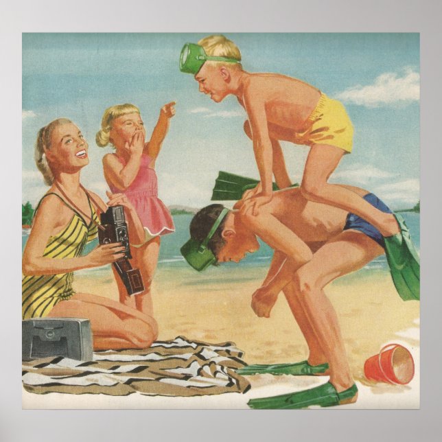 1950s Beach scene Poster (Front)
