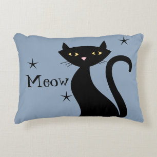 1950s Black Cat Accent Pillow