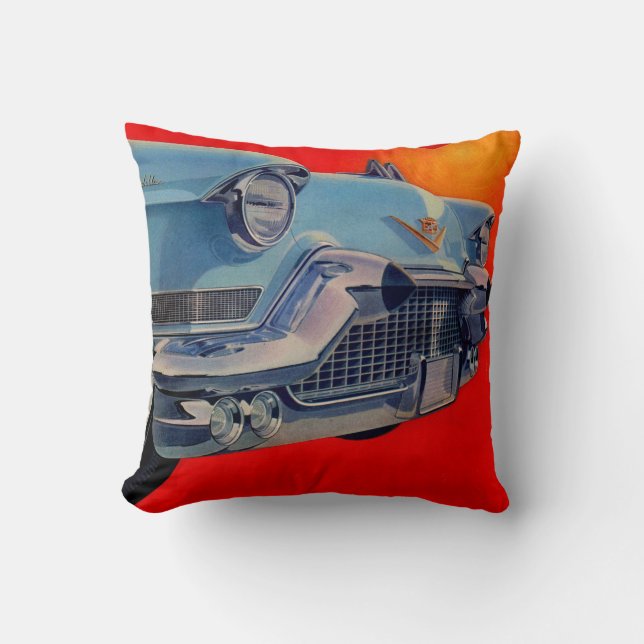 1950s blue Cadillac grille Throw Pillow (Front)