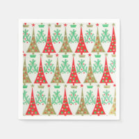 1950s Cartoon Christmas Tree Cocktail Napkins