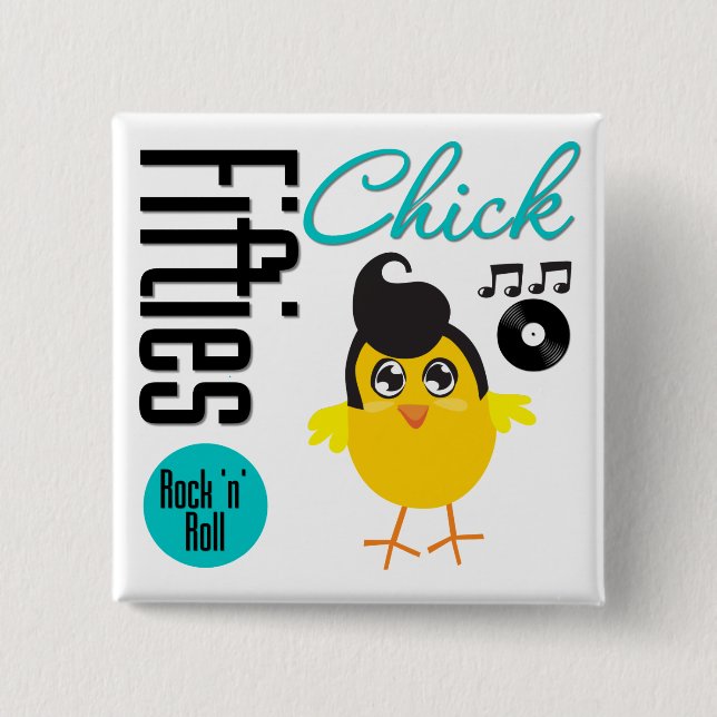 1950s Chick 2 Inch Square Button (Front)