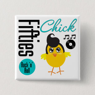 1950s Chick 2 Inch Square Button