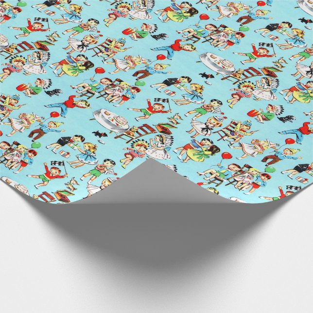 1950s Children's Birthday Gift Wrap (Corner)