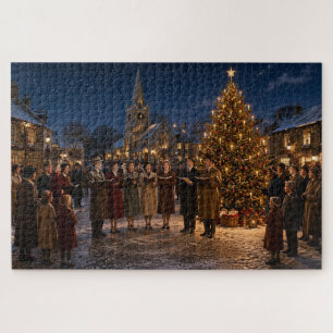 1950s Christmas Carol Singers the Village Square Jigsaw Puzzle