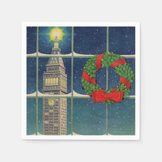 1950s Christmas in the city  Napkin (Front)