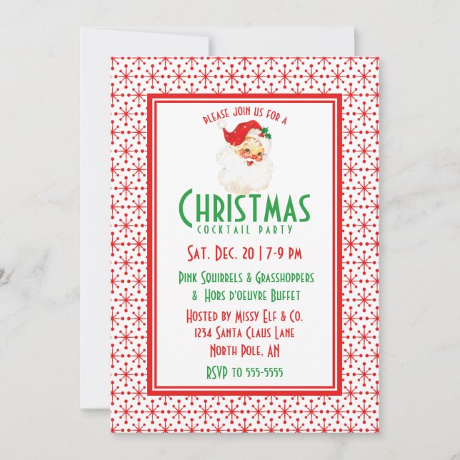 1950s Christmas Santa Party Invitation (Front)