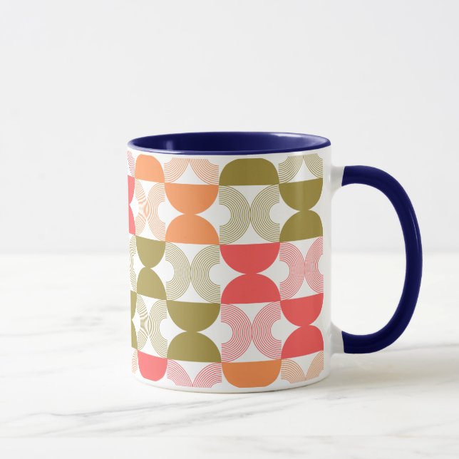 1950s colourful modern mid century pattern retro mug (Right)