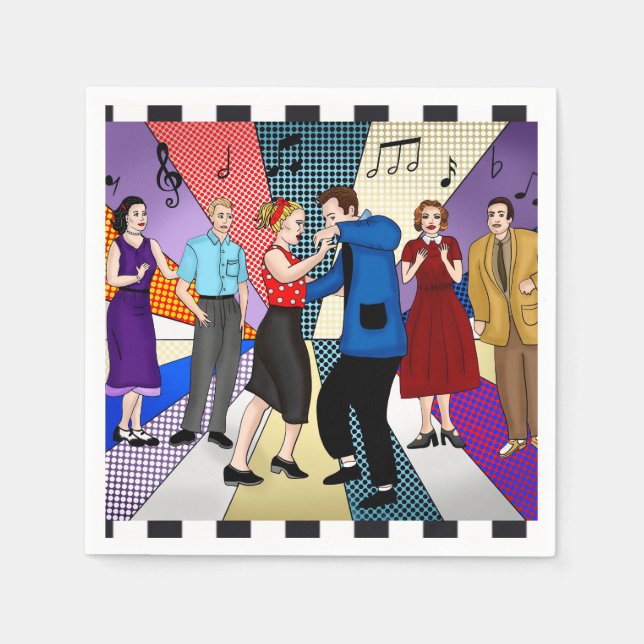 1950's Couple Dancing Retro Themed Birthday   Napkin (Front)