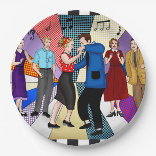 1950's Couple Dancing Retro Themed Birthday   Paper Plate