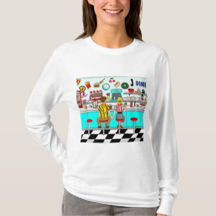 1950's Couple Holding Hands at Diner T-Shirt