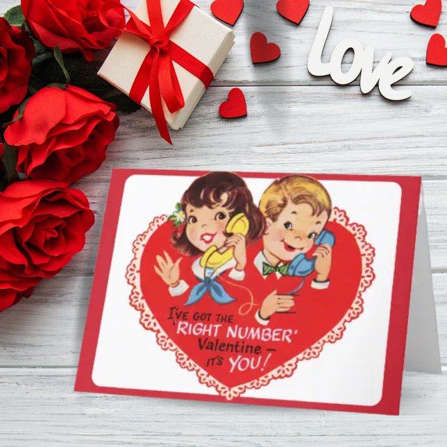 1950s Cute Boy Girl Custom Valentine's Day Holiday Card (Creator Uploaded)
