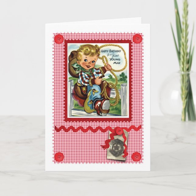 1950'S CUTE COWBOY GREETINGS CARD (Front)