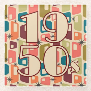 1950s Decade Design Glass Coaster