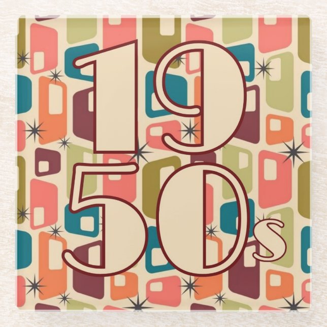 1950s Decade Design Glass Coaster (Front)