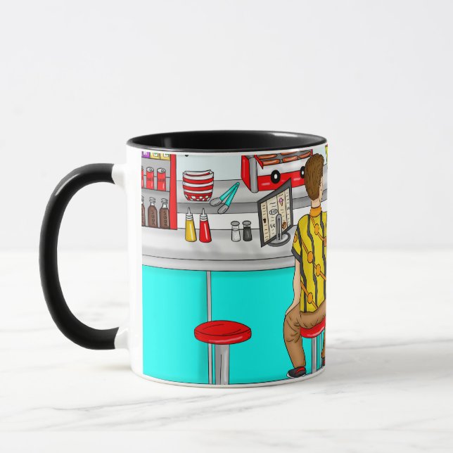 1950's Diner | Couple Holding Hands  Mug (Left)