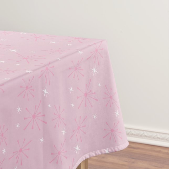 1950s Diner Pink Star Birthday Tablecloth – Retro  (In Situ)