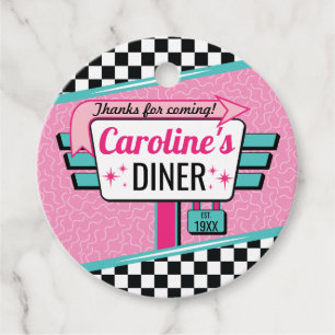 1950's Diner Retro Birthday Favor Circles Gift Tag