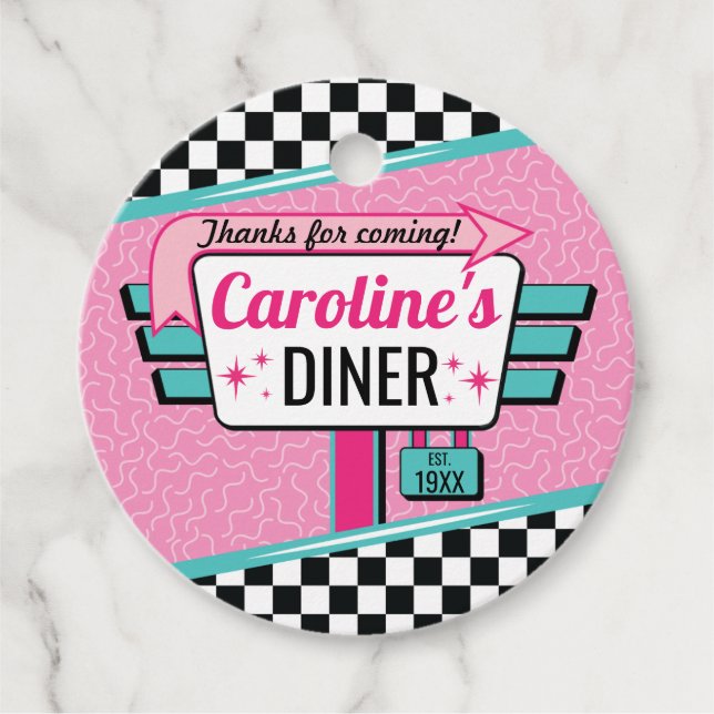 1950's Diner Retro Birthday Favor Circles Gift Tag (Front)