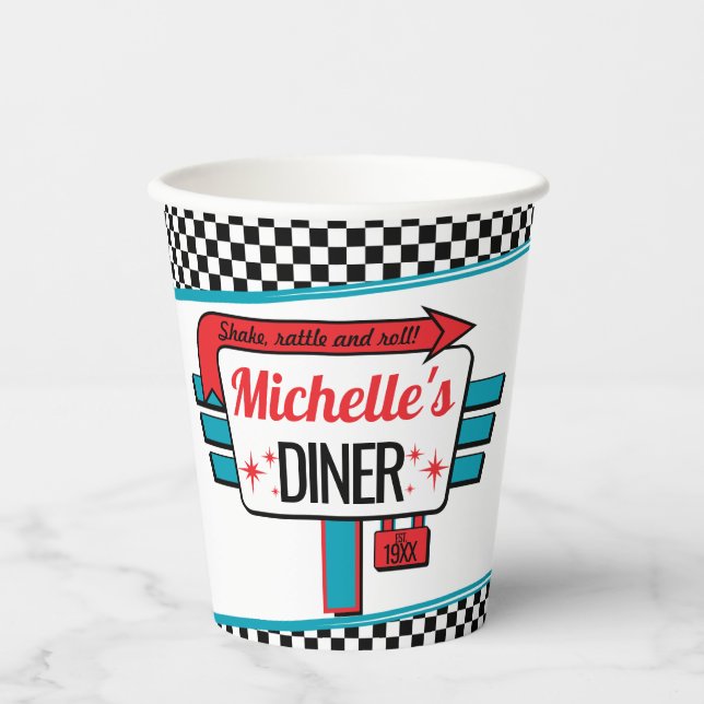 1950's Diner Retro Birthday Party Paper cup (Front)