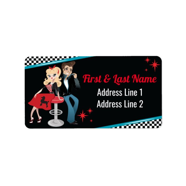 1950's Diner Retro Jukebox Birthday Party Sock Hop Label (Front)