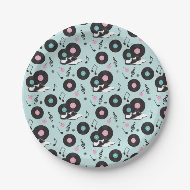 1950s Diner Saddle Shoes Paper Plates – Retro Sock (Front)