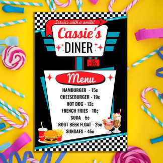 1950's Diner Vintage Menu Poster