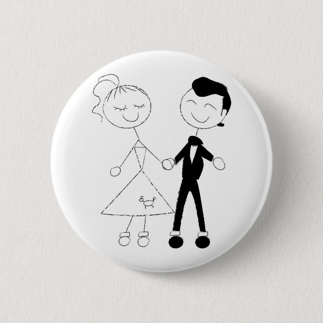 1950s Dressed Up Couple 2 Inch Round Button (Front)