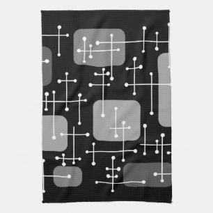 1950s Eames Era Art Crosshairs Black White Kitchen Towel