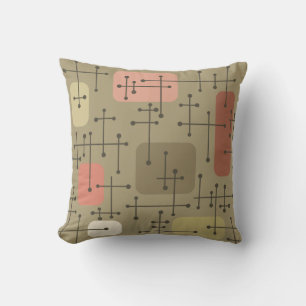 1950s Eames Era Art Crosshairs Botanical Throw Pillow