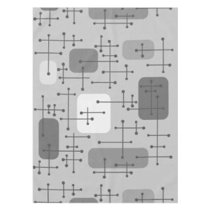 1950s Eames Era Art Crosshairs Gray Tablecloth