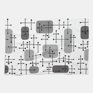 1950s Eames Era Art Crosshairs Grey Kitchen Towel