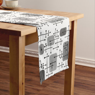 1950s Eames Era Art Crosshairs Grey Short Table Runner