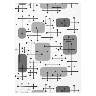 1950s Eames Era Art Crosshairs Grey Tablecloth