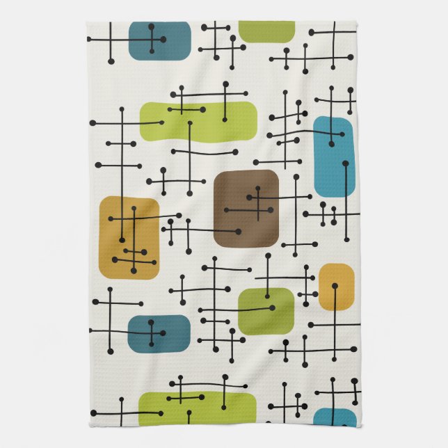 1950s Eames Era Art Crosshairs Kitchen Towel (Vertical)