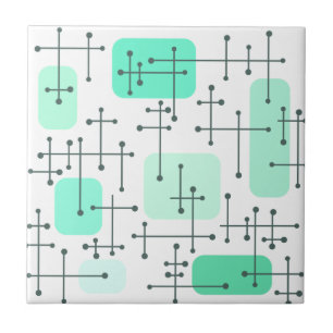 1950s Eames Era Art Crosshairs Mint green Tile