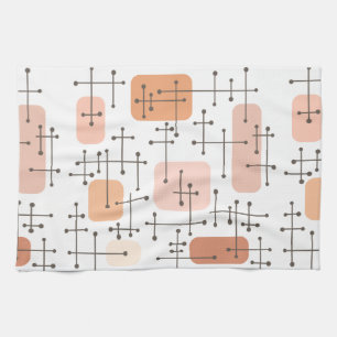 1950s Eames Era Art Crosshairs Orange Kitchen Towel