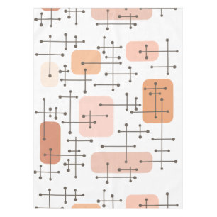 1950s Eames Era Art Crosshairs Orange Tablecloth