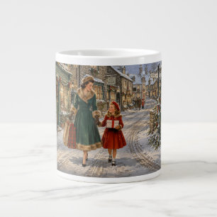 1950s English Village Mother Christmas Shopping Large Coffee Mug