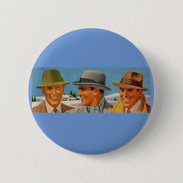 1950s fedora-wearing trio 2 inch round button (Front)
