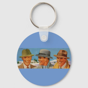 1950s fedora-wearing trio keychain