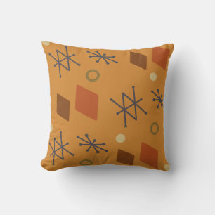 1950s Geometric Abstract Art Burnt Orange Throw Pillow