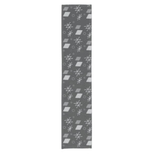 1950s Geometric Abstract Art Dark Grey Short Table Runner