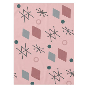 1950s Geometric Abstract Art Pink Grey Tablecloth