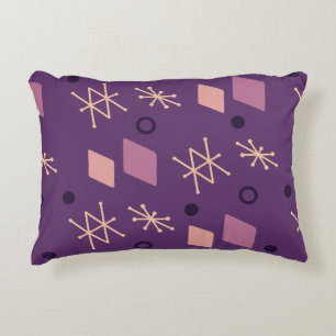 1950s Geometric Abstract Art Purple Accent Pillow