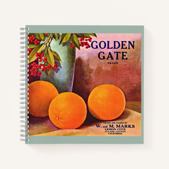 1950s Golden Gate Brand orange crate label Notebook (Front)