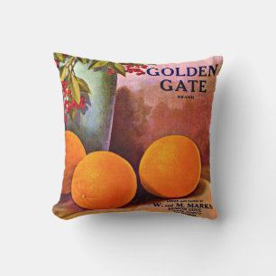 1950s Golden Gate Brand orange crate label print Throw Pillow
