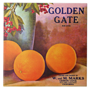 1950s Golden Gate Brand orange crate label Tile