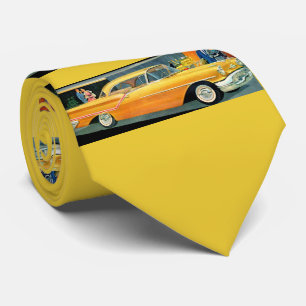 1950s golden Rocket 88 Oldsmobile print Tie