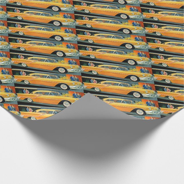 1950s golden Rocket 88 Oldsmobile Wrapping Paper (Corner)
